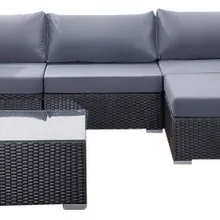 Мебель для гостиной уличная 9 шт черное Глубокое Сиденье Диванный набор с секциями
