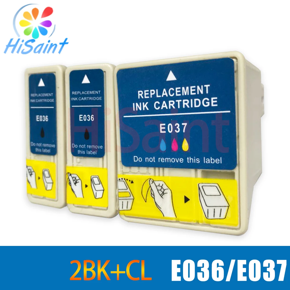 Hisaint 3 шт. для Epson 036 037 чернильный картридж совместимый Stylus C42UX C44UX C46 картриджи