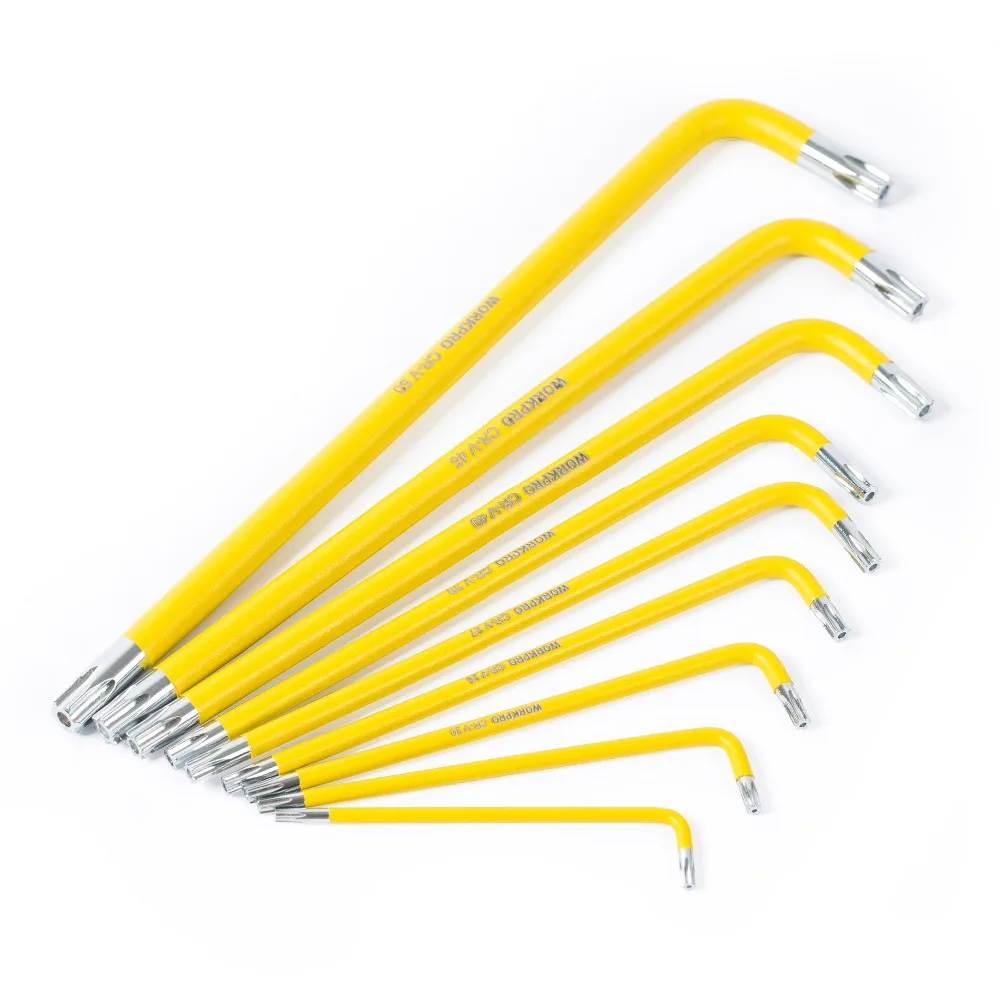 WORKPRO W022012 9 шт Длинный рычаг CR V Torx набор ключей шестигранный ключ инструментов T10
