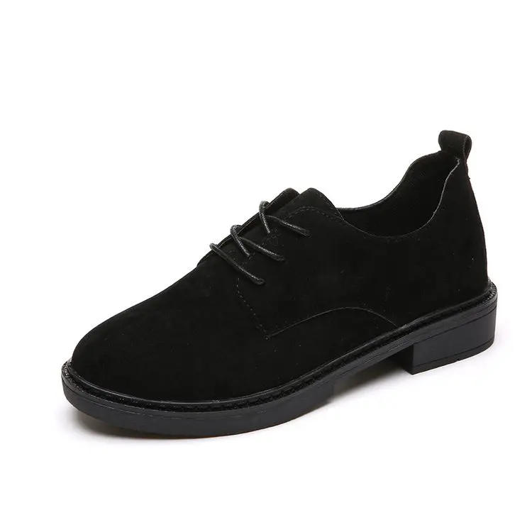 Осенняя обувь женские повседневные Черные Туфли-оксфорды на шнуровке удобная женская обувь на плоской подошве без застежки Mujer, большие размеры 35-40 - Цвет: B-black