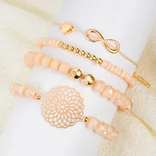 OTOKY браслет творческий 8 слово лук любовь полые Круглый бисером браслет из четырех частей дамы ювелирные изделия браслет для женщин браслеты 19May09