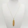 Mode Simple or couleur mètre plume pendentif collier pour les femmes en forme de feuille femelle longue chandail chaîne filles bijoux cadeaux ► Photo 3/4