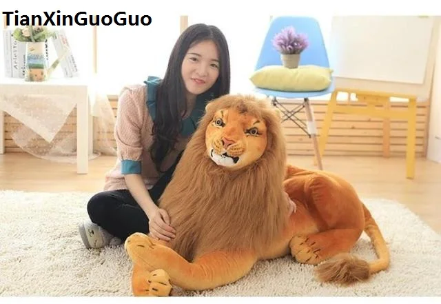 large 105cm prone lion plush toy simulation lion soft doll hugging pillow birthday gift s0852