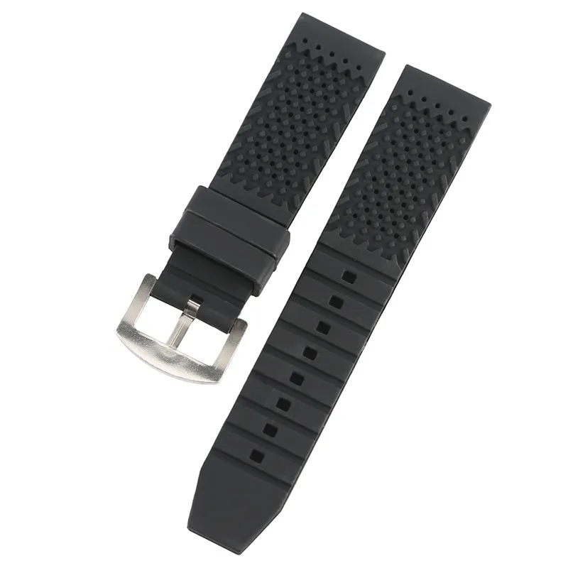 

18/20/22/24mm Silicone Band Strap High Quality Small Hole Breathable Rubber Wristband Diving Waterproof Men Women Watches Tool