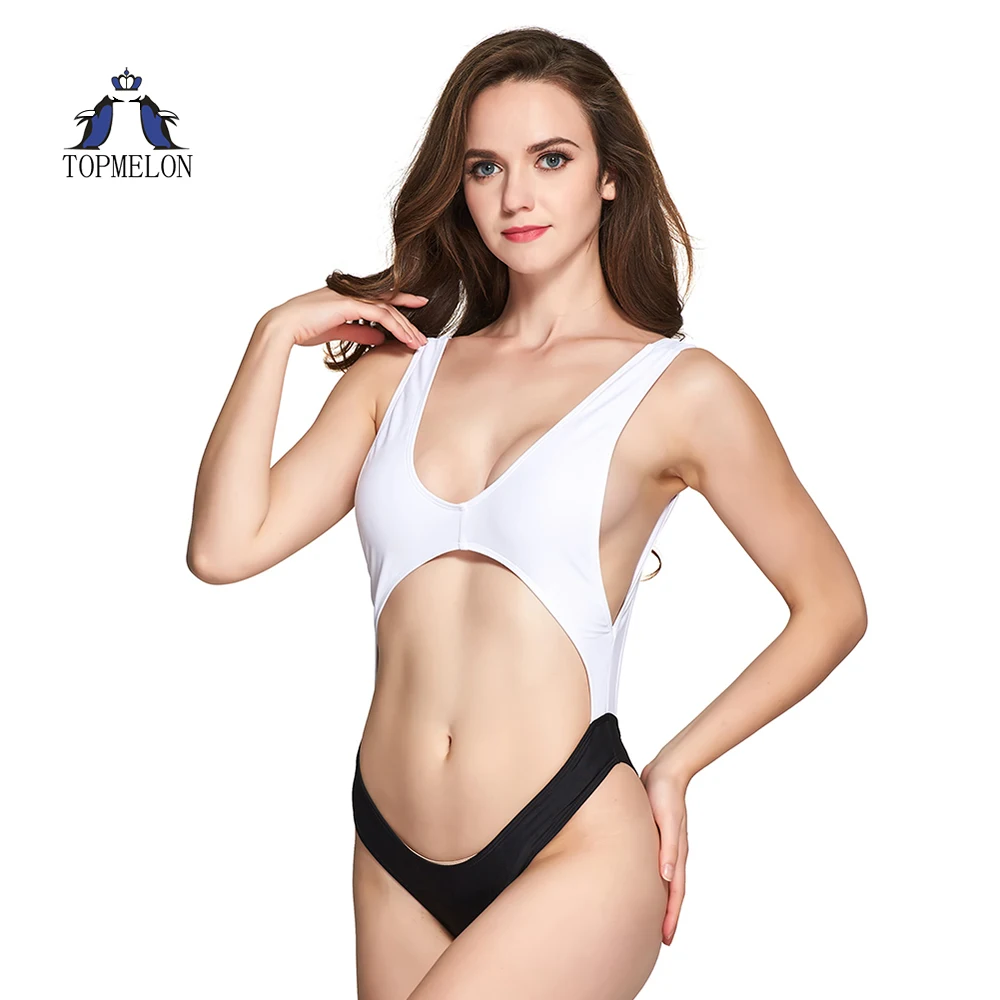 Swimsuit Female 2018 Monokini One Piece Swimsuit Beach Stylish Sexy Black and white Bathing Suit Bather Swimsuit Women Push Up