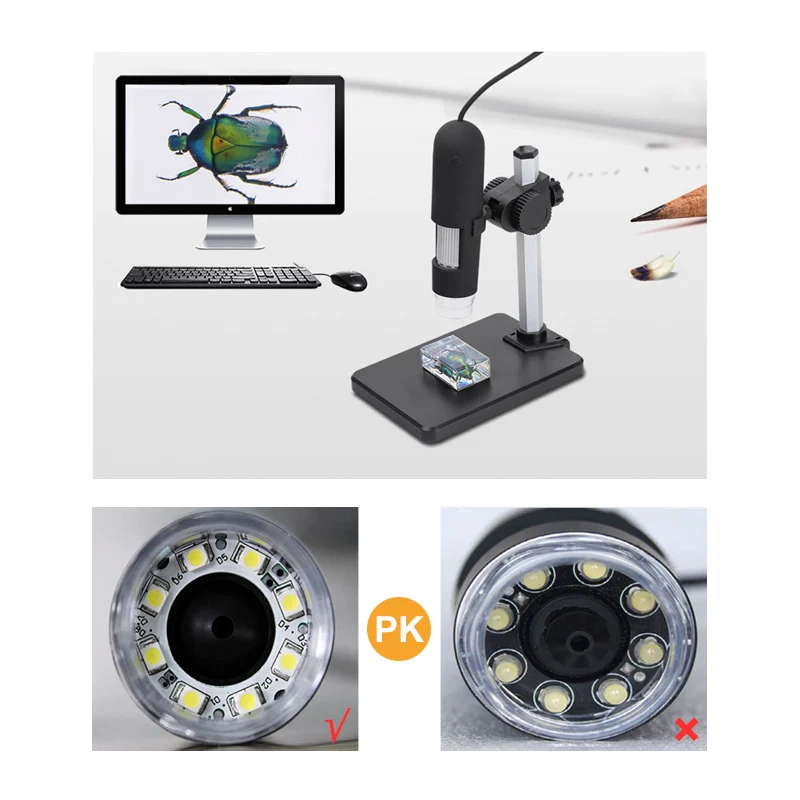 UANME Портативный USB цифровой микроскоп 1000X 8 LED 2MP Эндоскоп лупа камера + подъемная