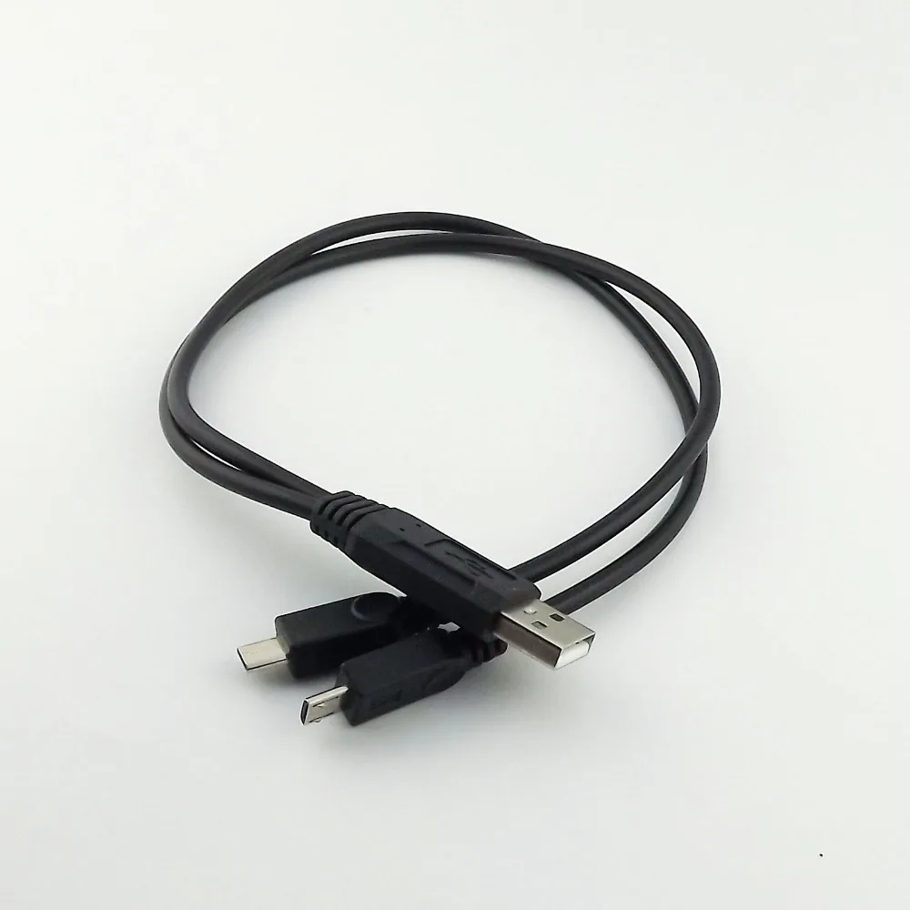 1pc USB 2.0 A Male Plug to Dual Micro USB Male Y Splitter Data Charge