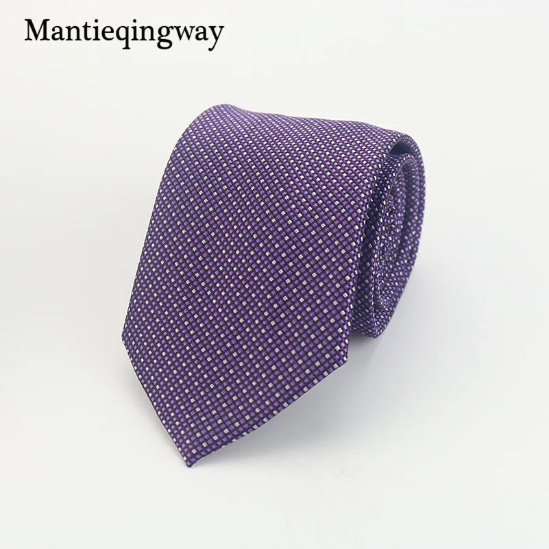 Mantieqingway фиолетовый полосатый Стиль полиэстер, шелк Средства ухода за кожей Шеи Галстуки 8 см узкие Бизнес Средства ухода за кожей шеи