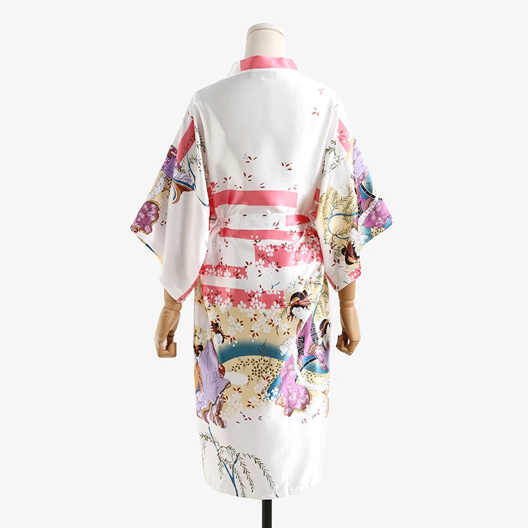 Бренд Дизайн красоты Шелковый халат платье Лето японские кимоно халат женский с цветочным принтом длинные кимоно Ночная рубашка платье