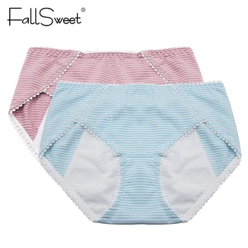 

FallSweet Women Cotton Period Panties Leak Proof Menstrual Briefs Mid Waist Physiological Pants Female