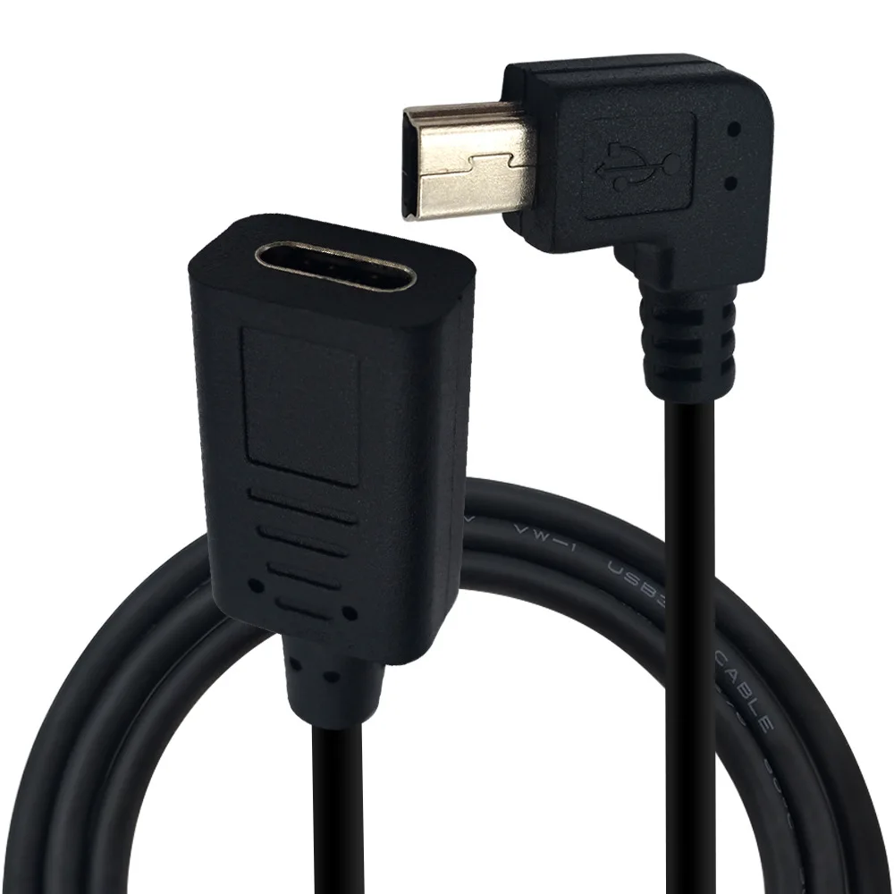 Мини usb 2 0 Male Right To USB 3 1 Type c Female Data Charging Connection MiniUSB 5P Android Mobile Phone Tablet Power