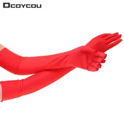 1 пара длинных пальцев Локоть солнцезащитные перчатки опера Вечеринка Выпускной костюм модные перчатки черный красный белый