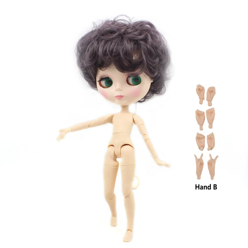 Ледяная фабрика blyth кукла мальчик тело bjd игрушка Фиолетовый Короткие волосы BL9219 1/6 30 см голая кукла - Цвет: doll with hand B