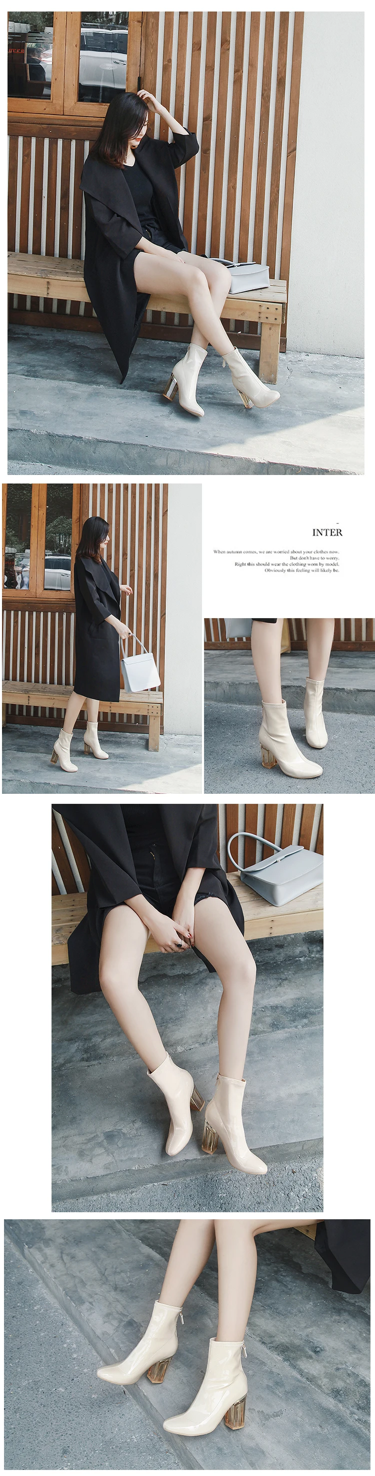 RQFF Brand Boots Women Plus size34-43 Shoes Woman 9cm High Heels Ankle Boot Female Footwear Leather booties Ladies Shoe With Box (8)