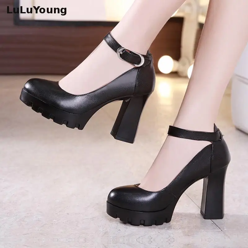 

Womens High Heel Shoe Ladies Dress Pump Block Heel Slip On For Work Office Evening
