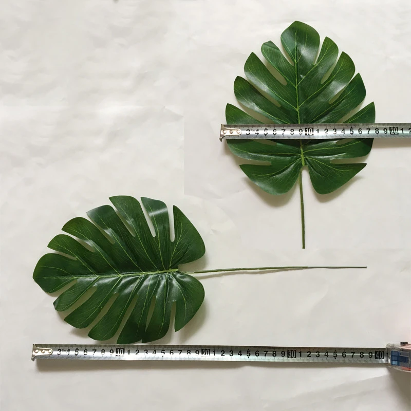 

5pcs Fake Faux Artificial Tropical Palm Leaves for Green Monstera Leaves for Home Kitchen Party Decorations Handcrafts Wedding