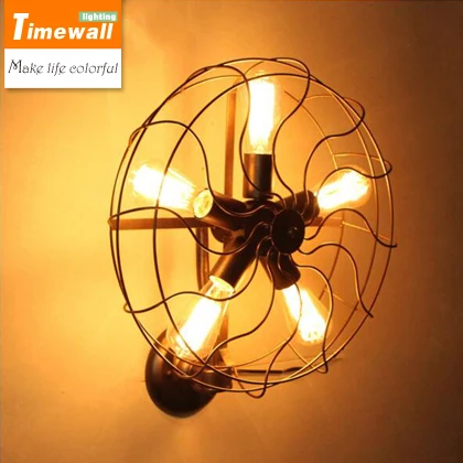 

Wandlamp Quadri Moderni Loft Bedroom Bedside Lamp Retro Minimalist Personality American Country Industrial Wind Electric Fan