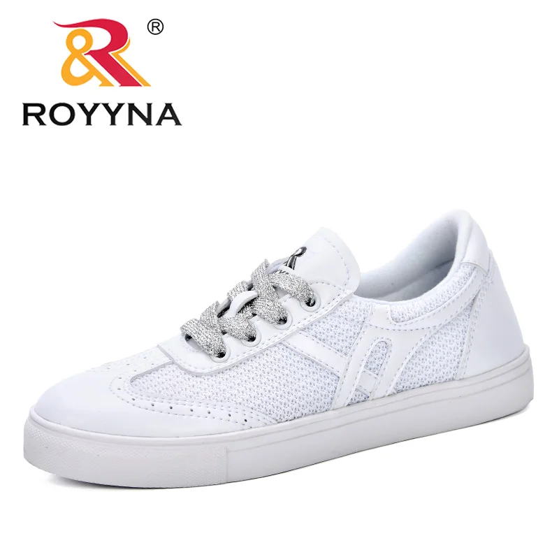 ROYYNA/ г. Повседневная Студенческая обувь женские кроссовки для девочек модная обувь на плоской подошве со шнуровкой тонкие Sapatilha Feminina Sapatilhas - Цвет: White