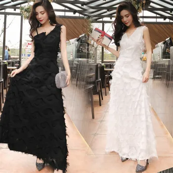 

Women elegant Long braces Dress Party Floor Length Dresses Black Maxi Dress Sleeveless Multiway Convertible Dresses for goddess