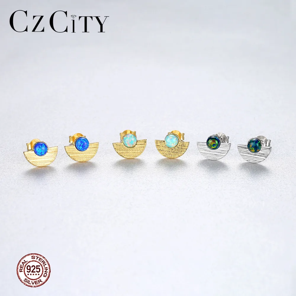 CZCITY круглый огненный опал серьги гвоздики для женщин хорошее ювелирное изделие