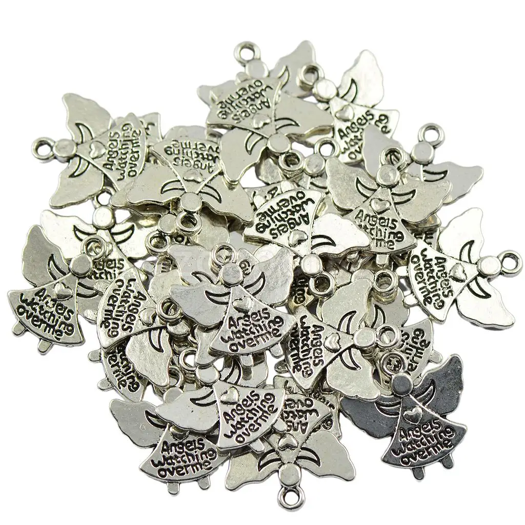 

30 Tibetan Silver Angel Charms Pendants Angels Watching over me Jewelry DIY