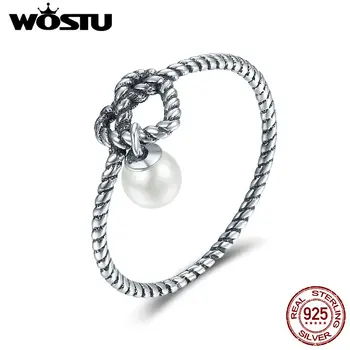 

WOSTU Hot Sale 925 Sterling Silver Heart Of Grace Vintage Rings For Women Fashion S925 Party Jewelry Gift CQR163