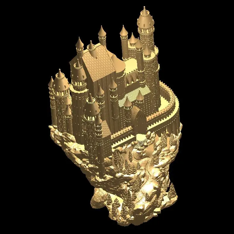 Средневековый замок высокое качество новая 3D модель для ЧПУ резная фигура