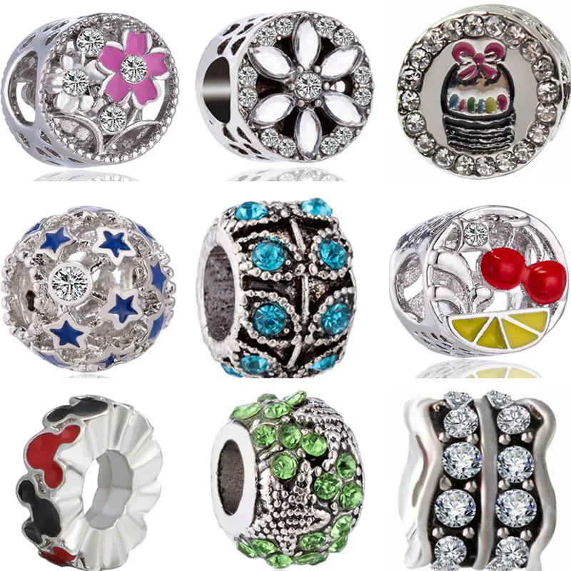 

Hot Selling Flower Cake Cherry Star Leaves Mickey Mouse Charms Beads Fit Pandora Bracelets for Women DIY Jewelry European Bijoux