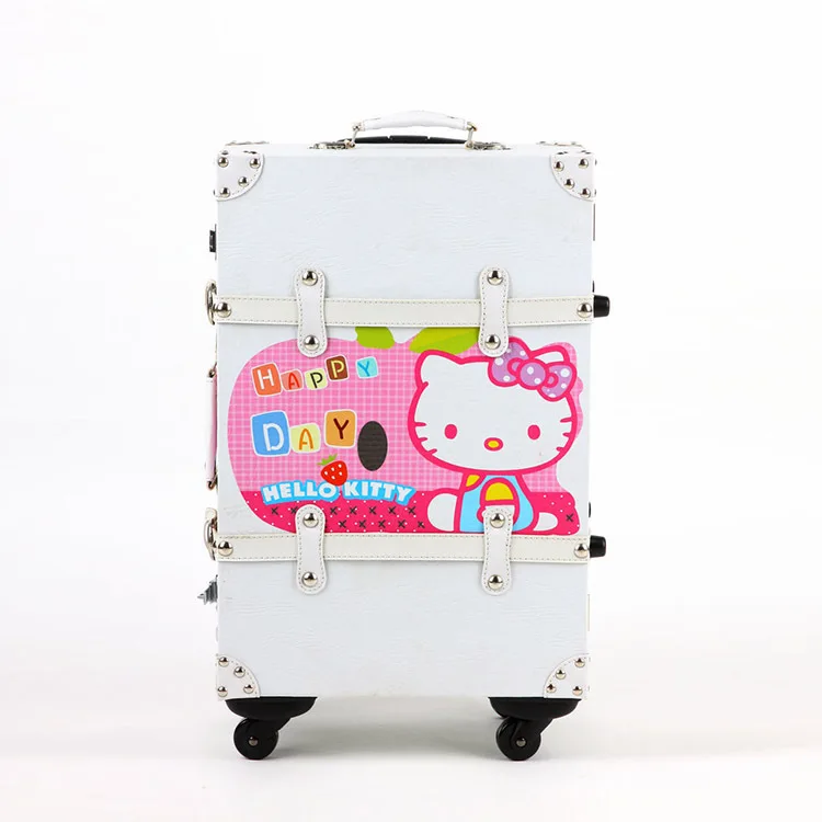 

Cute cartoon spinner hello kitty suitcase travel bag PU rolling luggage for girl