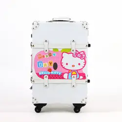 Милый мультфильм счетчик hello kitty чемодан дорожная сумка ПУ прокатки камера для девочки