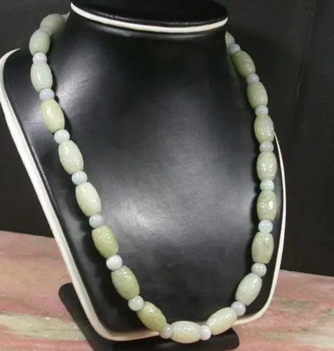 

1596 Natural A JADE Jadeite Bead beads Coin Ruyi Necklace 21 inches