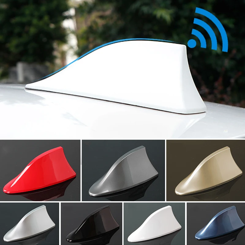

Universal Car Shark Fin Antenna Auto Exterior Roof Shark Aerials Car Auto Radio Signal Antenna FM/AM Signal Protective Aerials