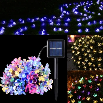 

6.8m 50 LEDS Peach Ledertek Flower Solar Lamp Power LED String Fairy Lights Solar Garlands Garden Christmas Decor For Outdoor