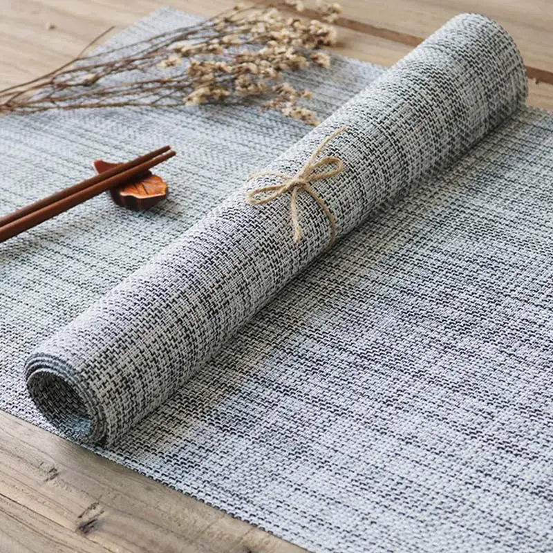 45X30CM Table Mat PVC Rectangular Non-Slip Heat Insulation Antifouling Braided Placemat Kitchen Restaurant Bowl Plate Cup Pad