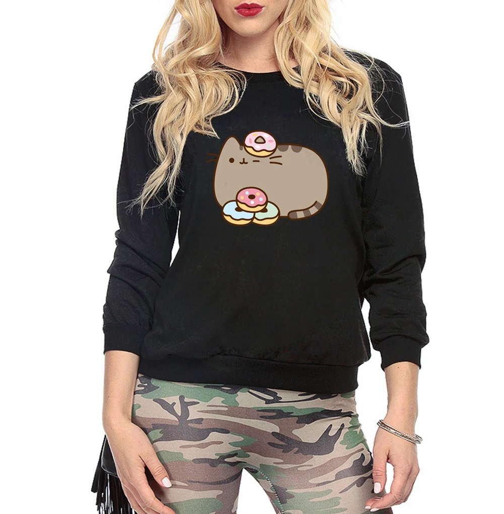 

pullovers autumn winter fleece style hoodies kawaii cartoon women navy blue black red gray tracksuit size S-XXL sweatshirts 2019