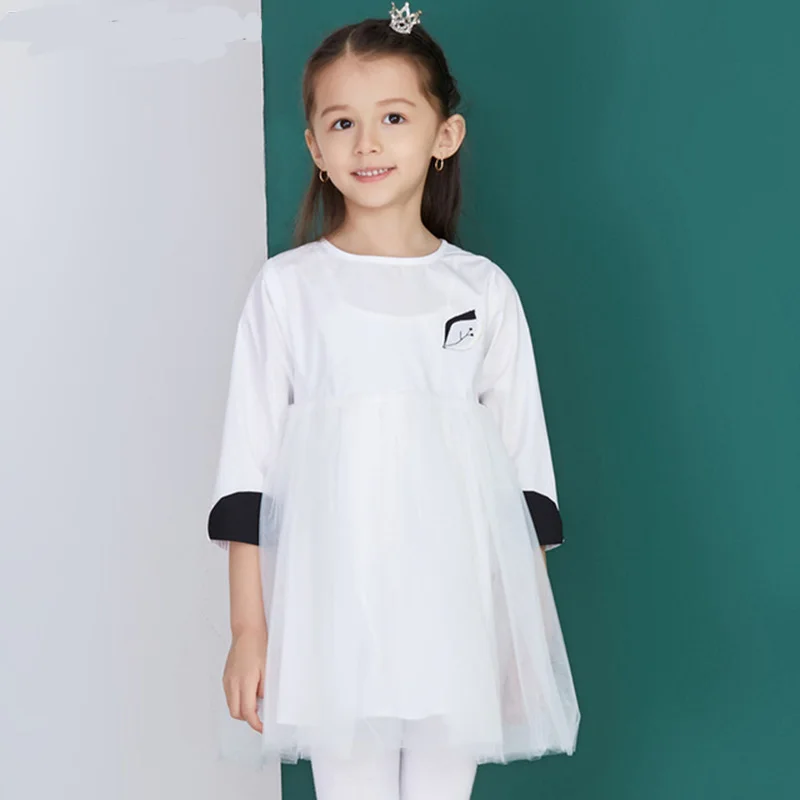 

HSSCZL2-6Y girl loose coat kids baby child 2019 brand high-end summer small girls Infant children's cotton half-sleeved clothes