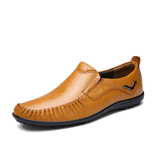 Качественная обувь из натуральной кожи Мужская дышащая летняя повседневная обувь на плоской подошве Мужские модельные туфли удобные мужские оксфорды размера плюс - Цвет: yellow