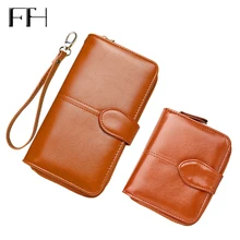 Retro Classic Female Waxy Leather Standard Wallet with coin pocket Short Long style Ladies s Elegant