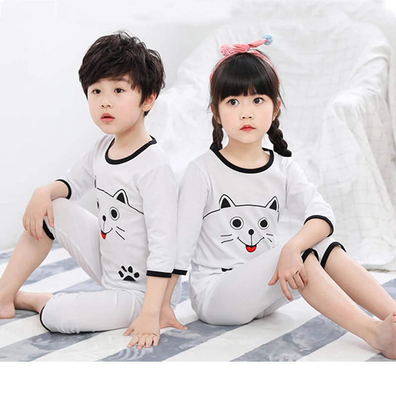 

Summer Children's Pajamas Short-sleeved T-shirt+Pants Pyjamas Set Cartoon Pajamas For Girl Boys Baby Clothes Suit Kids Sleepwear