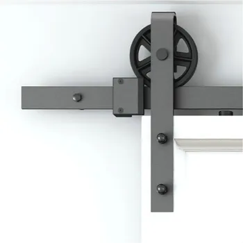 

( Free Shipping ) 4ft/ 5ft/ 6ft /6.6ft /8ft Big Wheel China Black Steel Sliding Barn Wood Door Closet Hardware Track Kit set