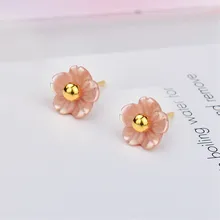Мартик сладкий розовый/белый корпус Персиковый Цветок серьги-гвоздики чистое серебро 925 пробы золотые серьги-шарики для женщин ювелирные изделия GSE92