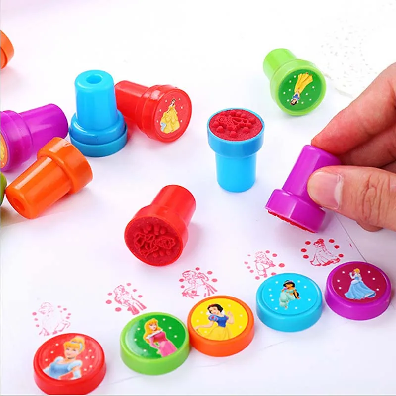 Alician Funtoy for 10pcs Kids Cartoon Animal Dinosaur Stamp Children Plastic Self Inking Stampers Toys for Kids Forest Animal Box Pack
