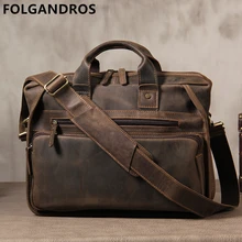 Брендовый мужской портфель из натуральной кожи, дизайнерский портфель ручной работы из воловьей кожи, 14 дюймов, винтажная сумка через плечо для ноутбука