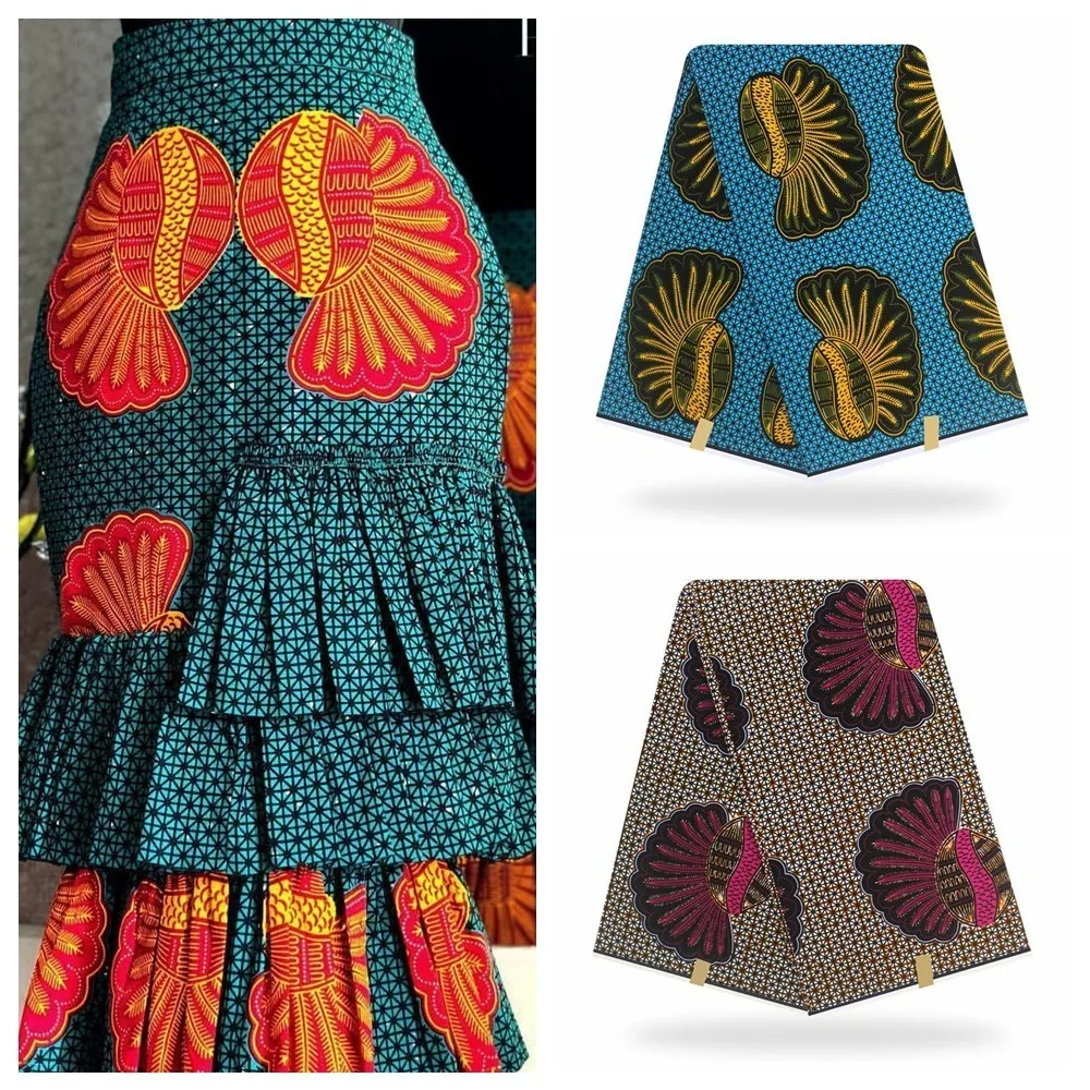 

2019 Ankara African Cotton Wax Prints Fabric Real Veritable Wax High Quality African Real Dutch Wax Fabric For Party Dress 6yd