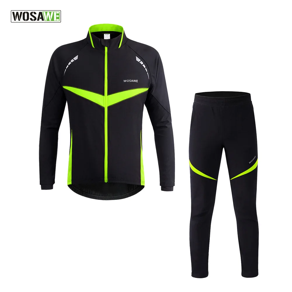 

WOSAWE Winter Men Women Sport Suit Long Sleeve Sportswear Reflective Cycling Running Set Jogging Suit Bike Mtb Bicycle Clothes