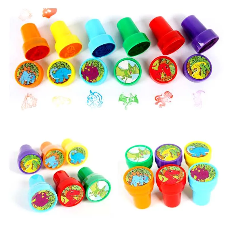 6pcs Dinosaur Christmas Pre Ink Stamps Stamper Children Kids Party Toy Gift