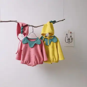 

2019 New Style Babys Girls Romper With Hat Cotton Autumn Babys Jumpsuit 6-24 Month PX11