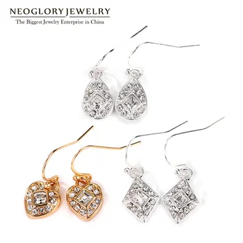 

Neoglory Rhinestone White And Yellow Heart Water Drop Dangle Earrings Set For Women Teens Girls Hook Jewelry 2020 New FA