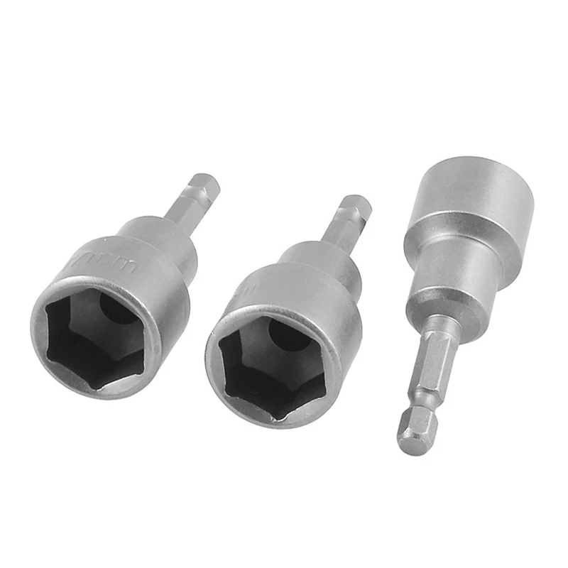 

17mm Hex Socket Nut Spanner Driver Bits - Grey (3 Pieces)
