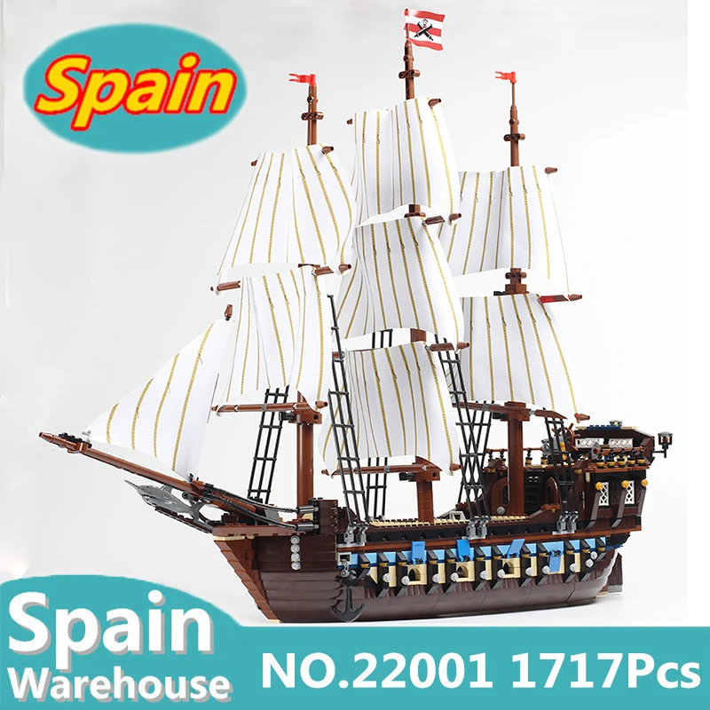 

22001 White Pirates Ship Caribbean Building Blocks Kits 1717Pcs Compatible Legoing 10210 Toys For Children Gift Ship From Spain